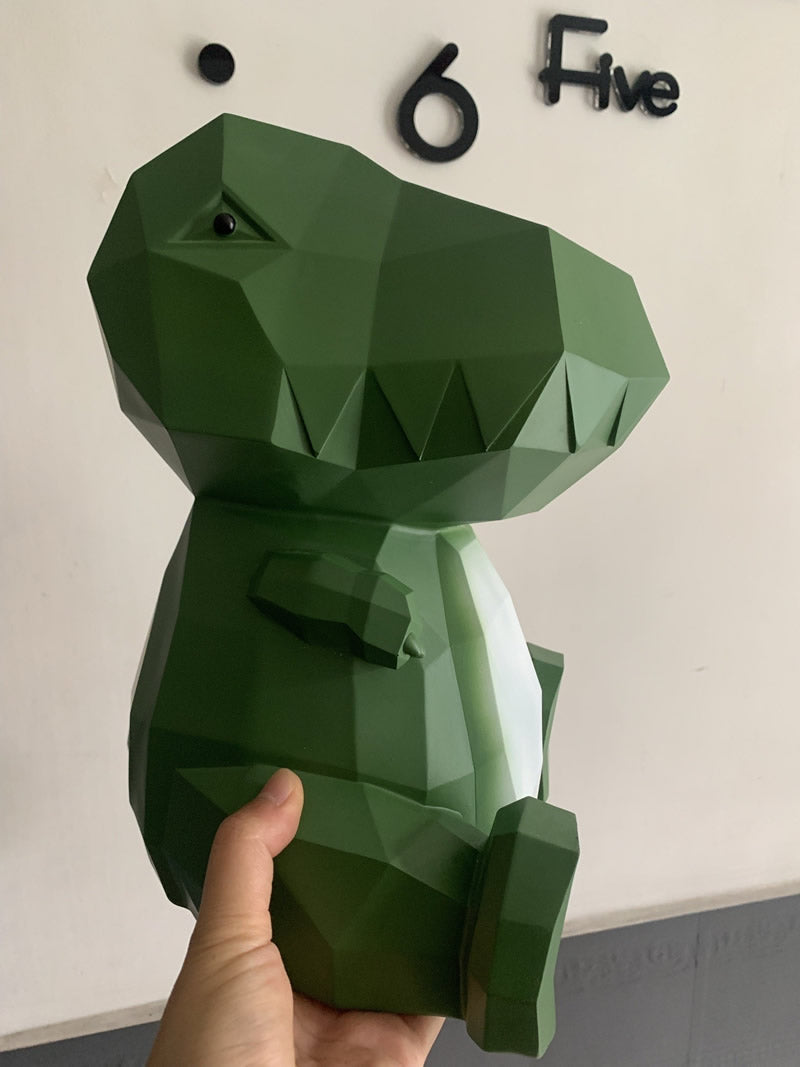 Abstract Geometric Green Dinosaur Piggy Bank, Children'S Gift, Decorative Ornament-Homelova