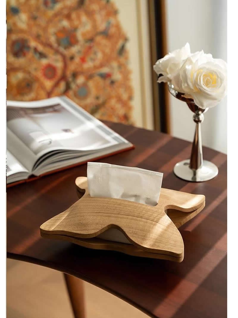 Abstract wooden butterfly art tissue box, simple office decoration-Homelova