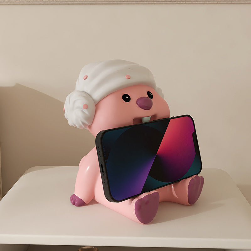 Adorable Pink Cartoon Phone Stand: Fun Desk Decor-Homelova
