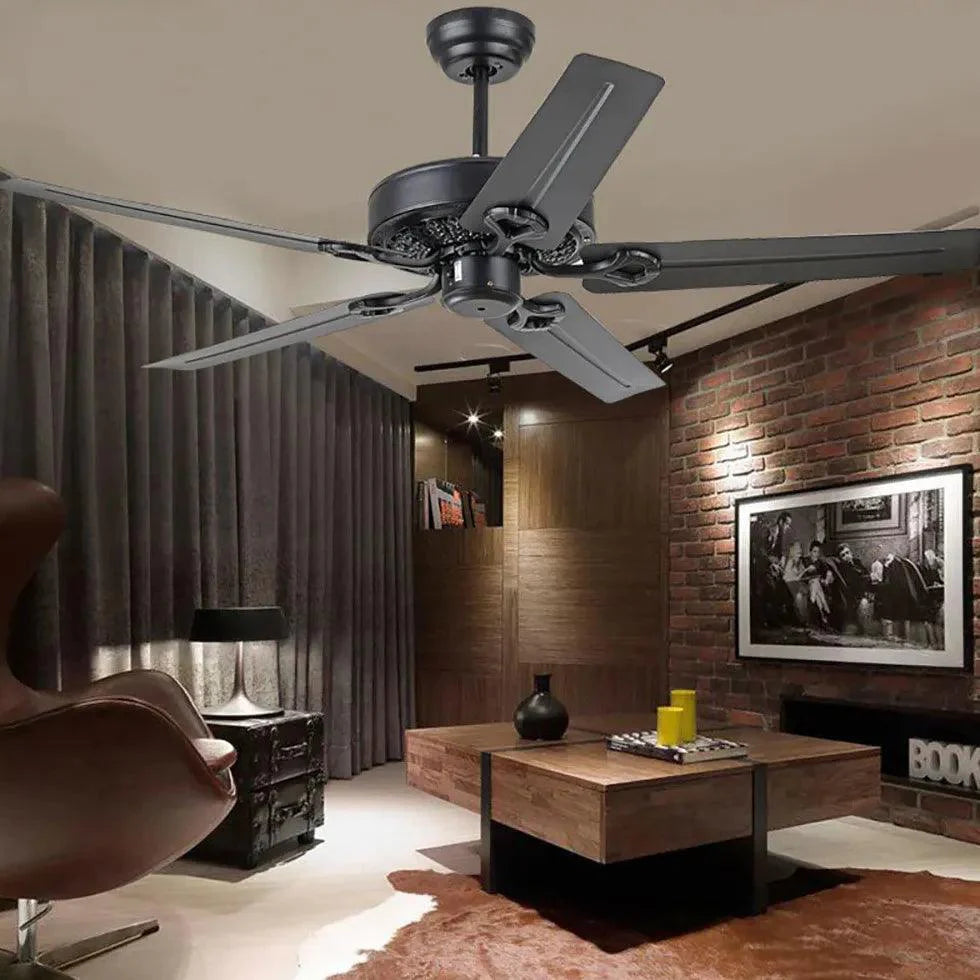 Black Five-Blade Office Industrial Ceiling Fan-Homelova
