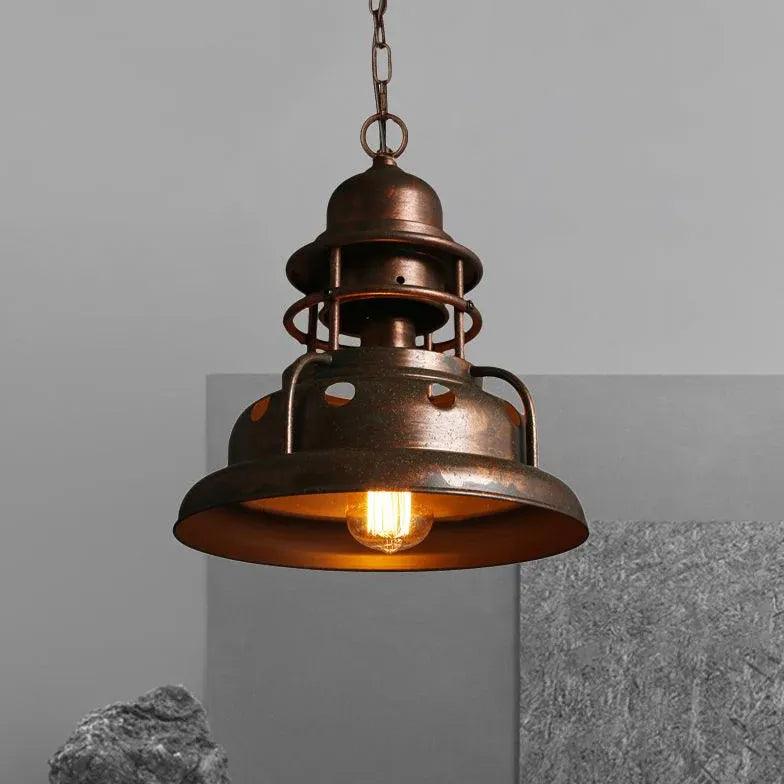 Cage Design Vintage Copper Industrial Pendant Light-Homelova