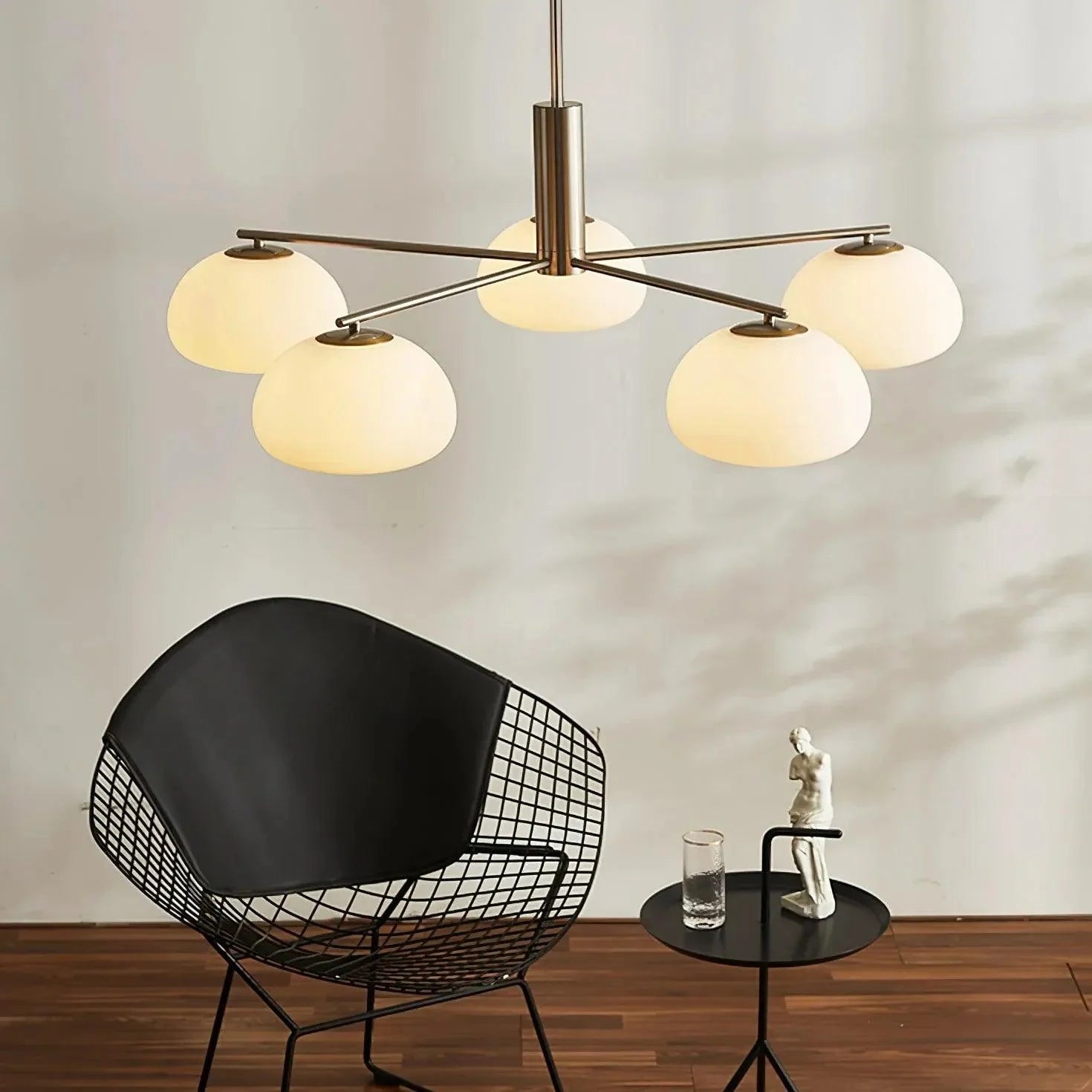 Frosted Glass Shade Modern White Chandelier-Homelova