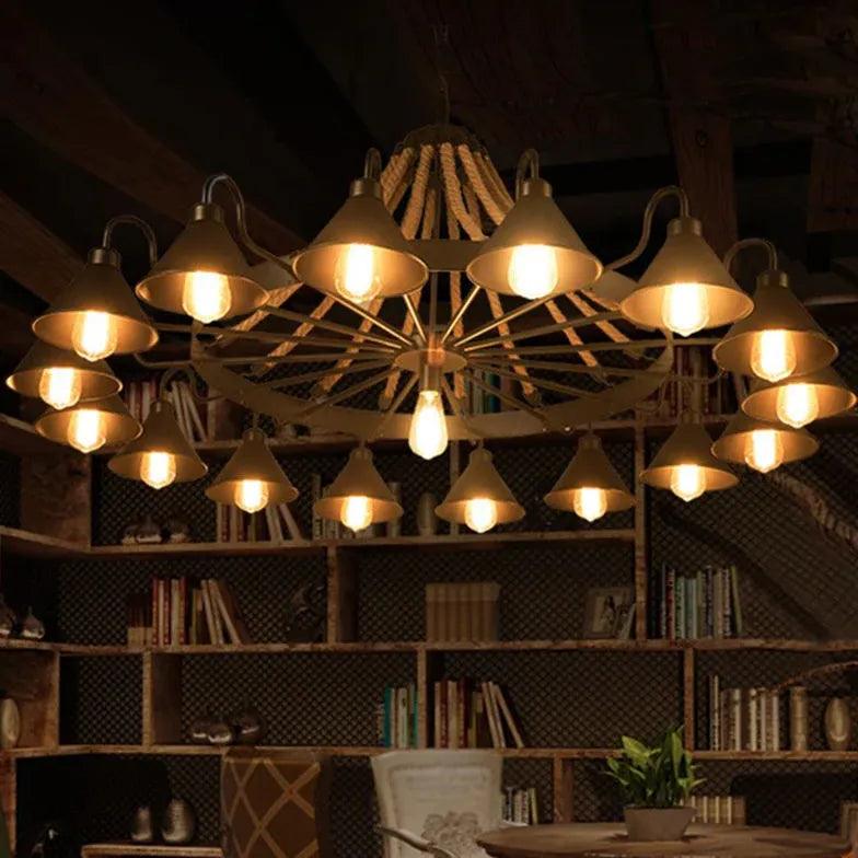 Wheel-Shaped Radiant Design Vintage Chandelier-Homelova