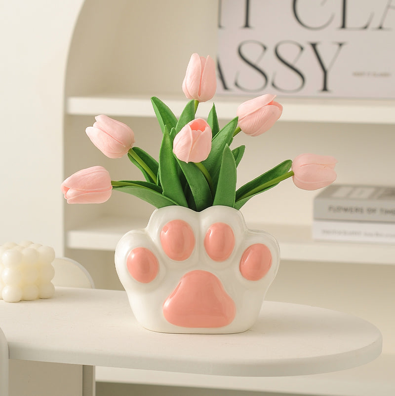 Animal Paw Print Ceramic Vase, Exquisite Art Decoration, Beautiful Gift-Homelova