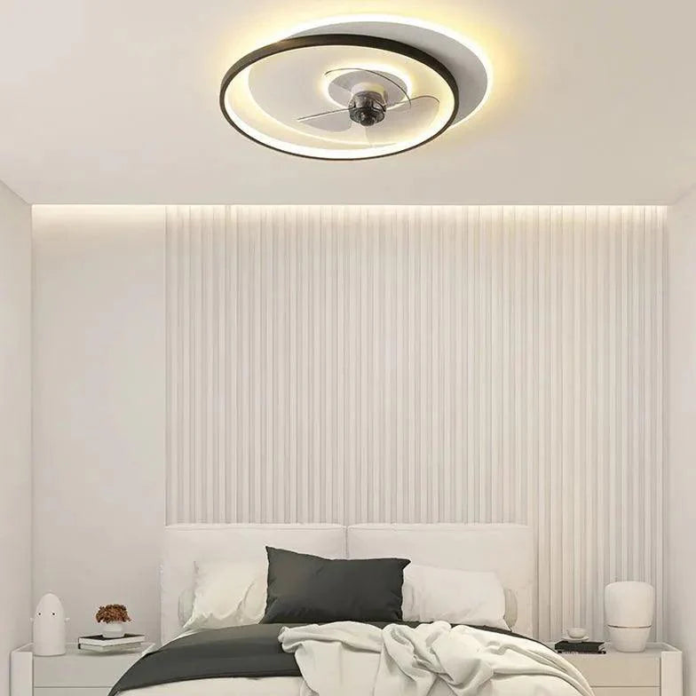 Black and White LED Modern Bedroom Fan Light-Homelova