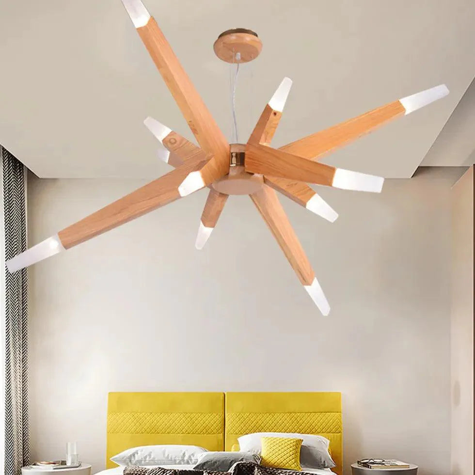 Asymmetric Multi-Branched Wooden Pendant Light-Homelova