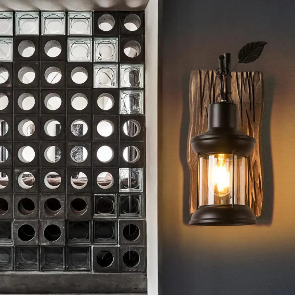 Wooden Lantern Vintage Wall Lights-Homelova