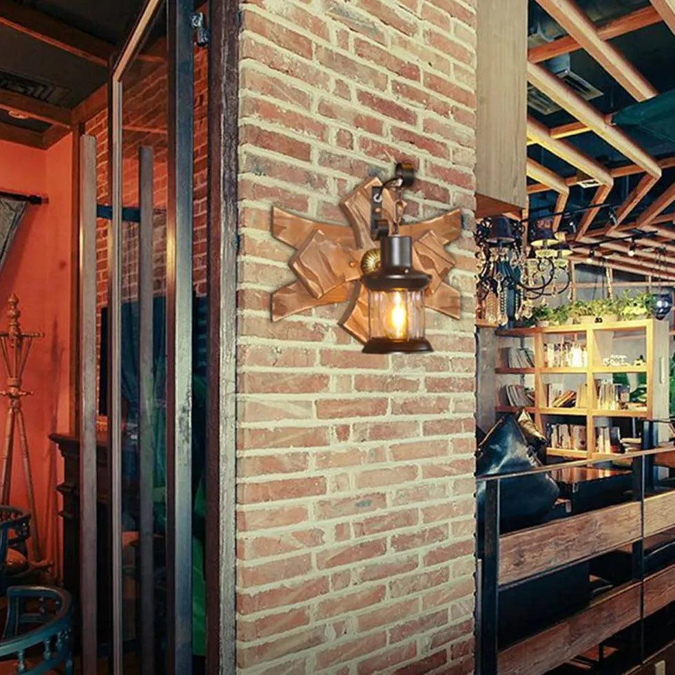 Sailing Lantern Wooden Vintage Wall Lights-Homelova
