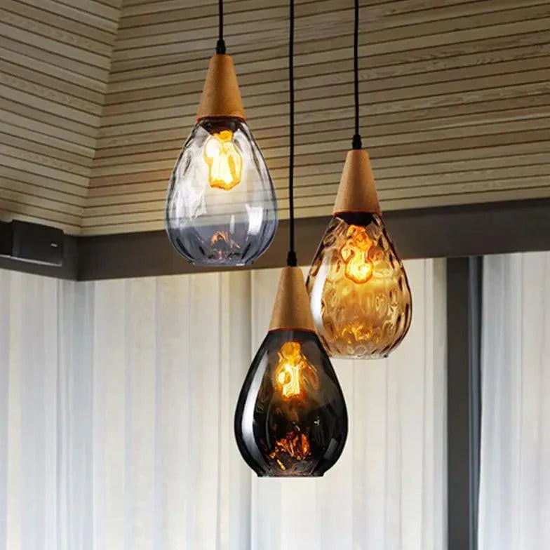 Teardrop Colored Glass Shade Vintage Pendant Light-Homelova