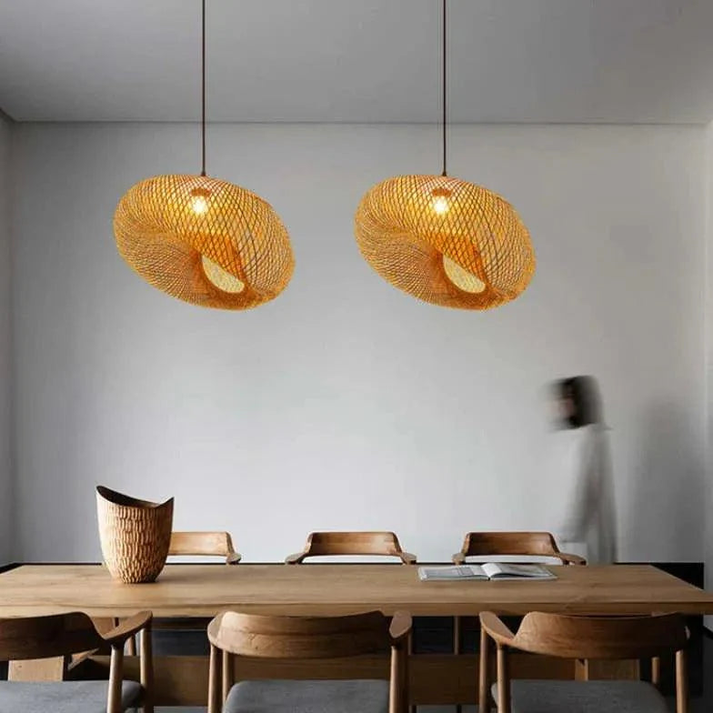Bamboo Woven Rattan Dining Decorative Pendant Light-Homelova