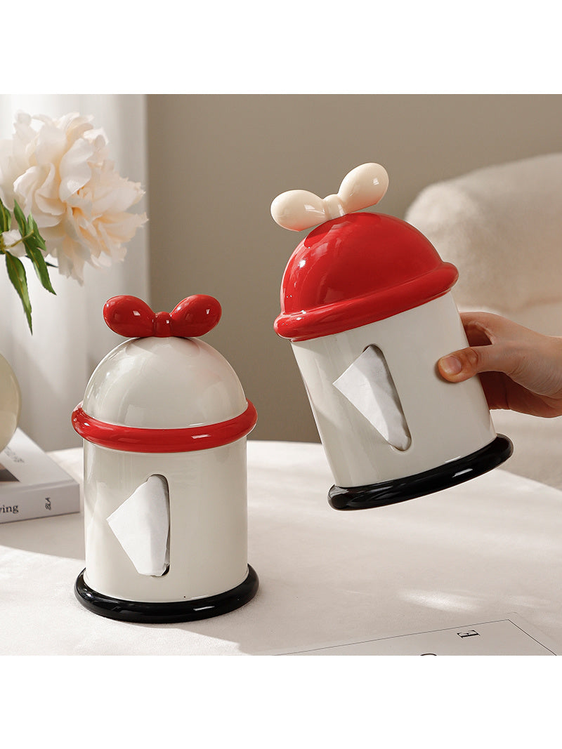 Beautiful Bow Facial Tissue Holder, Art Desktop Decoration-Homelova