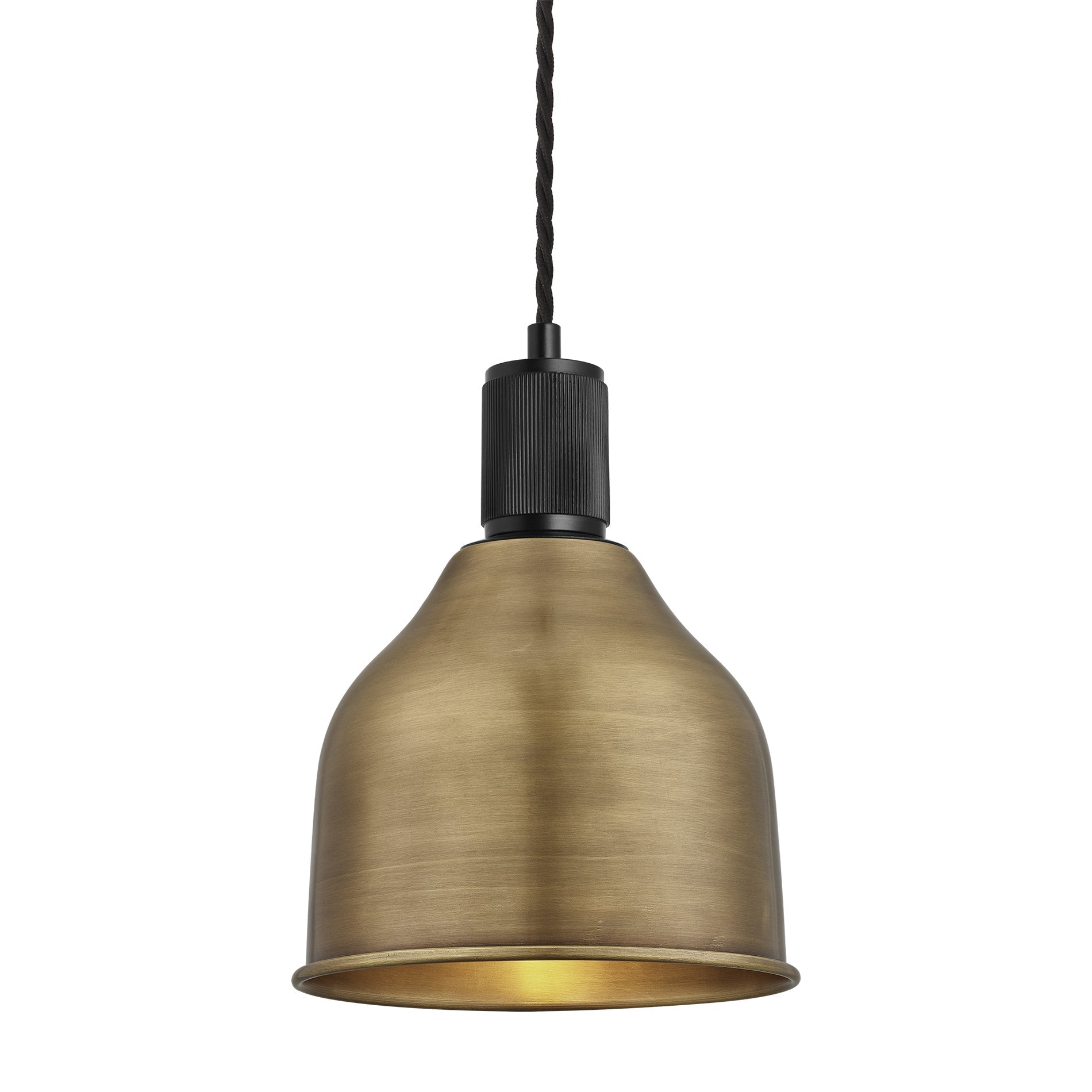 Bell-shaped Brass Ribbed Cone Pendant Light-Homelova