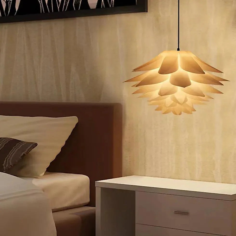 Six-Layer Lotus Lampshade White Bedroom Pendant Light-Homelova