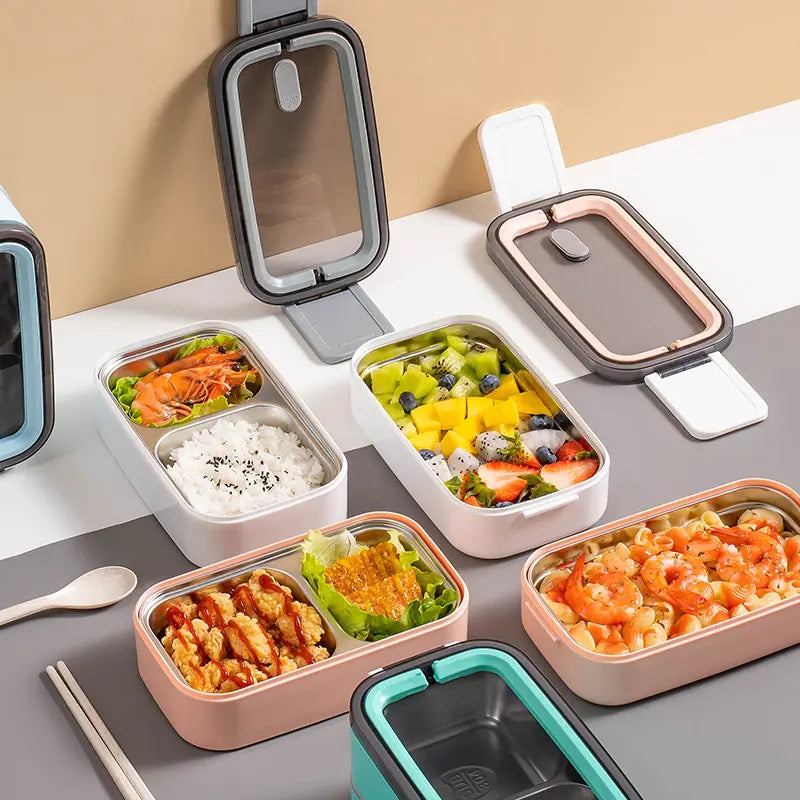 2 - Layer Stainless Steel Bento Lunch Box with Lid-Homelova