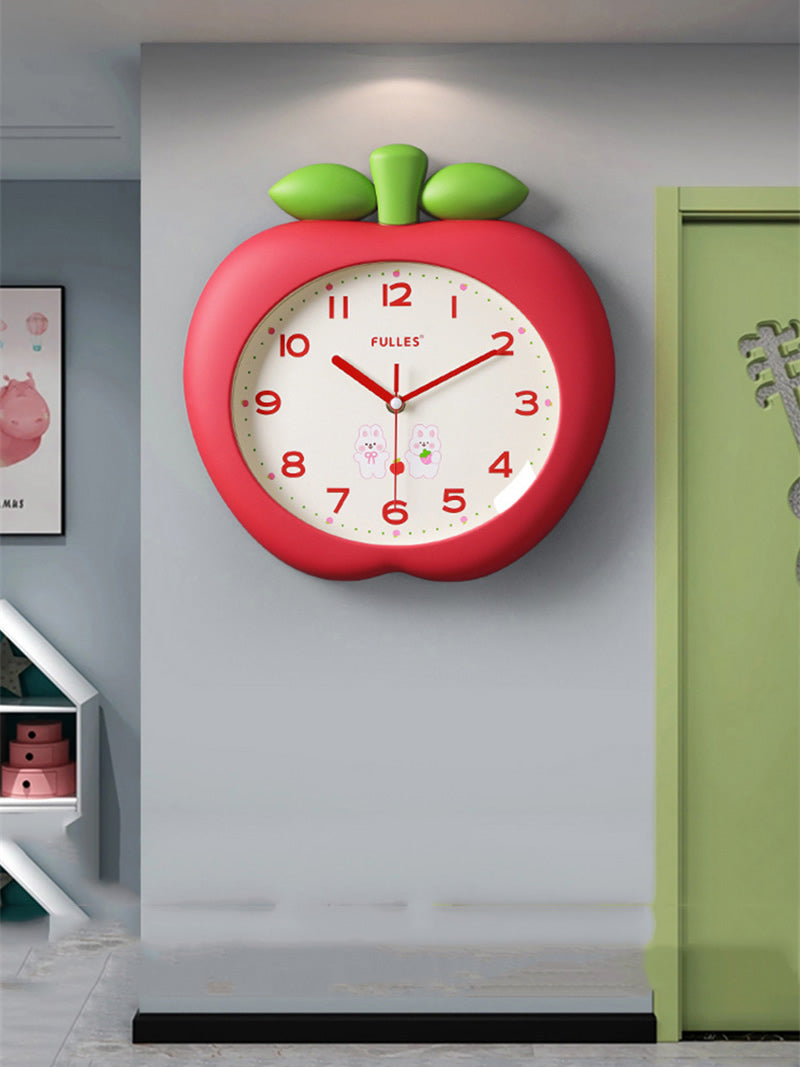Big apple shaped wall clock, bedroom children's room decoration ideas-Homelova