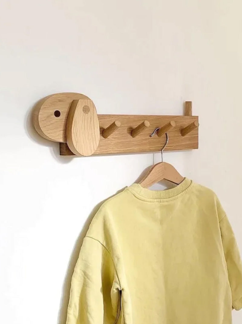 Big-Eared Dog Decorative Wooden Wall Hanging Rack, Coat Rack Hook-Homelova
