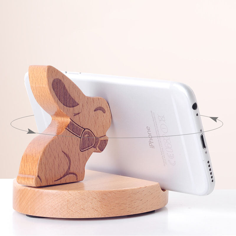 Big Ears Bunny Wooden Mobile Phone Holder-Homelova