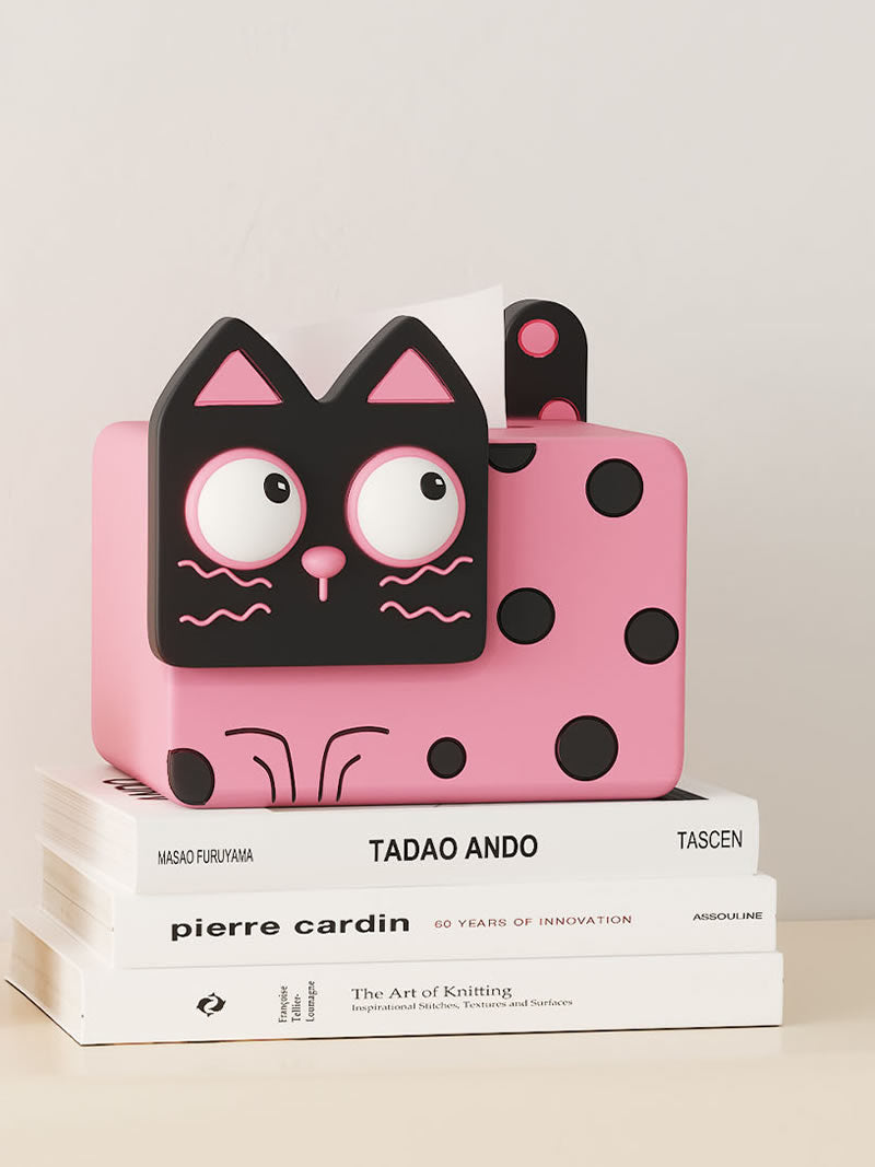 Big-Eyed Cute Cartoon Cat Tissue Box Cover - Adorable Home Decor-Homelova