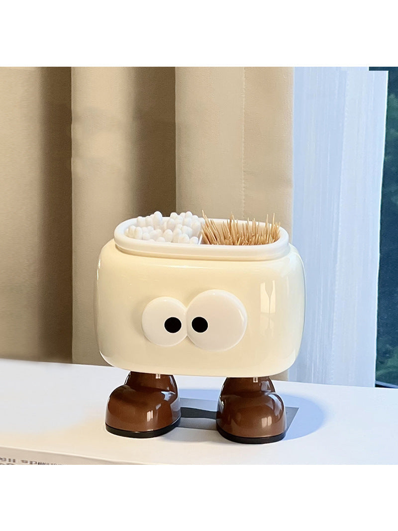 Big Eyes Cartoon Toothpick Box, Cotton Swab Box, Desktop Decoration-Homelova