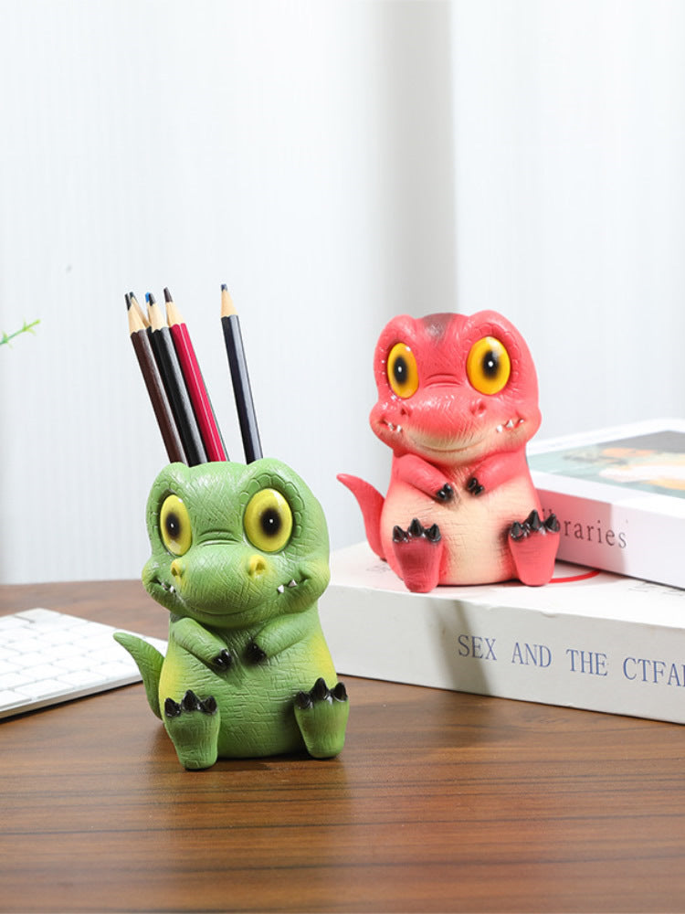 Big eyes little dinosaur pen holder, desktop decoration, creative gift-Homelova