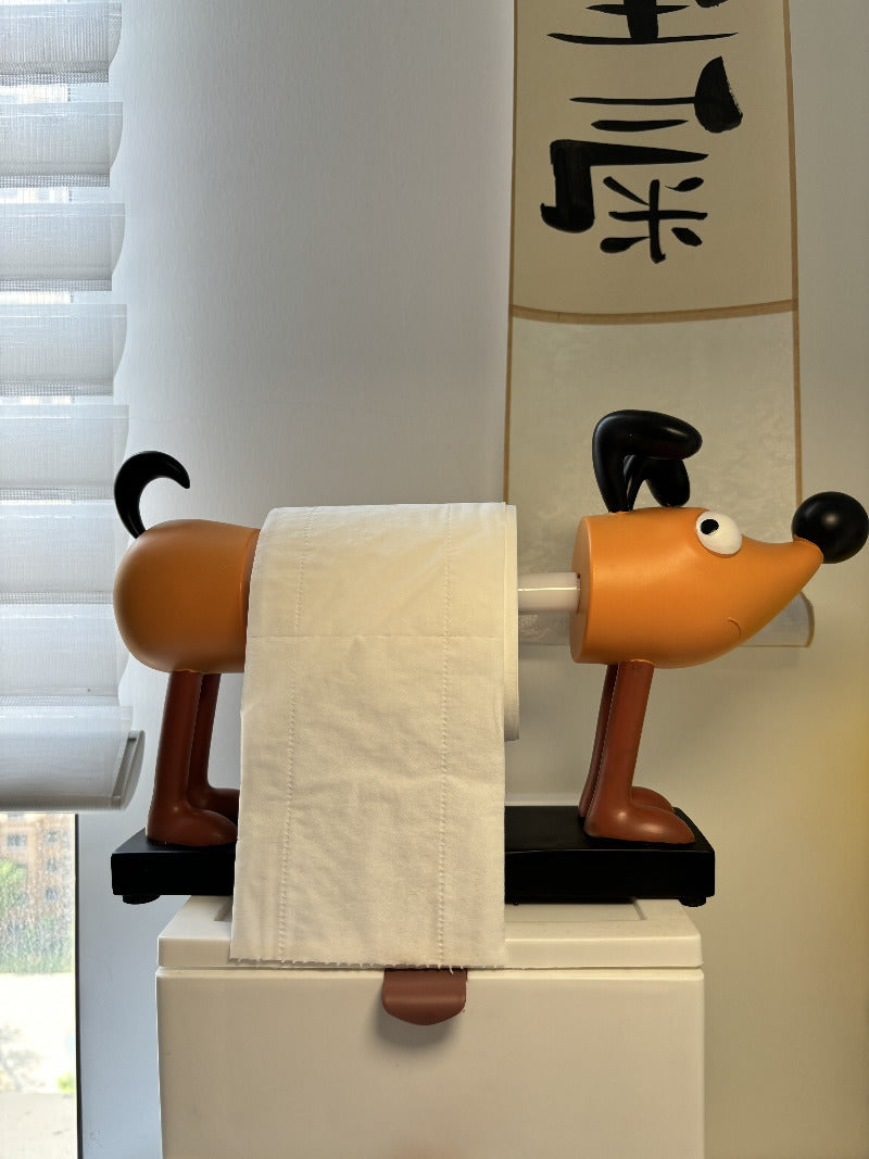 Big Nose Cartoon Dog Toilet Paper Holder, Funny Art Desktop Ornaments-Homelova