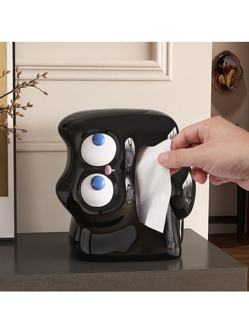 Black Cat Ceramic Tissue Box, Fun Desktop Decoration-Homelova