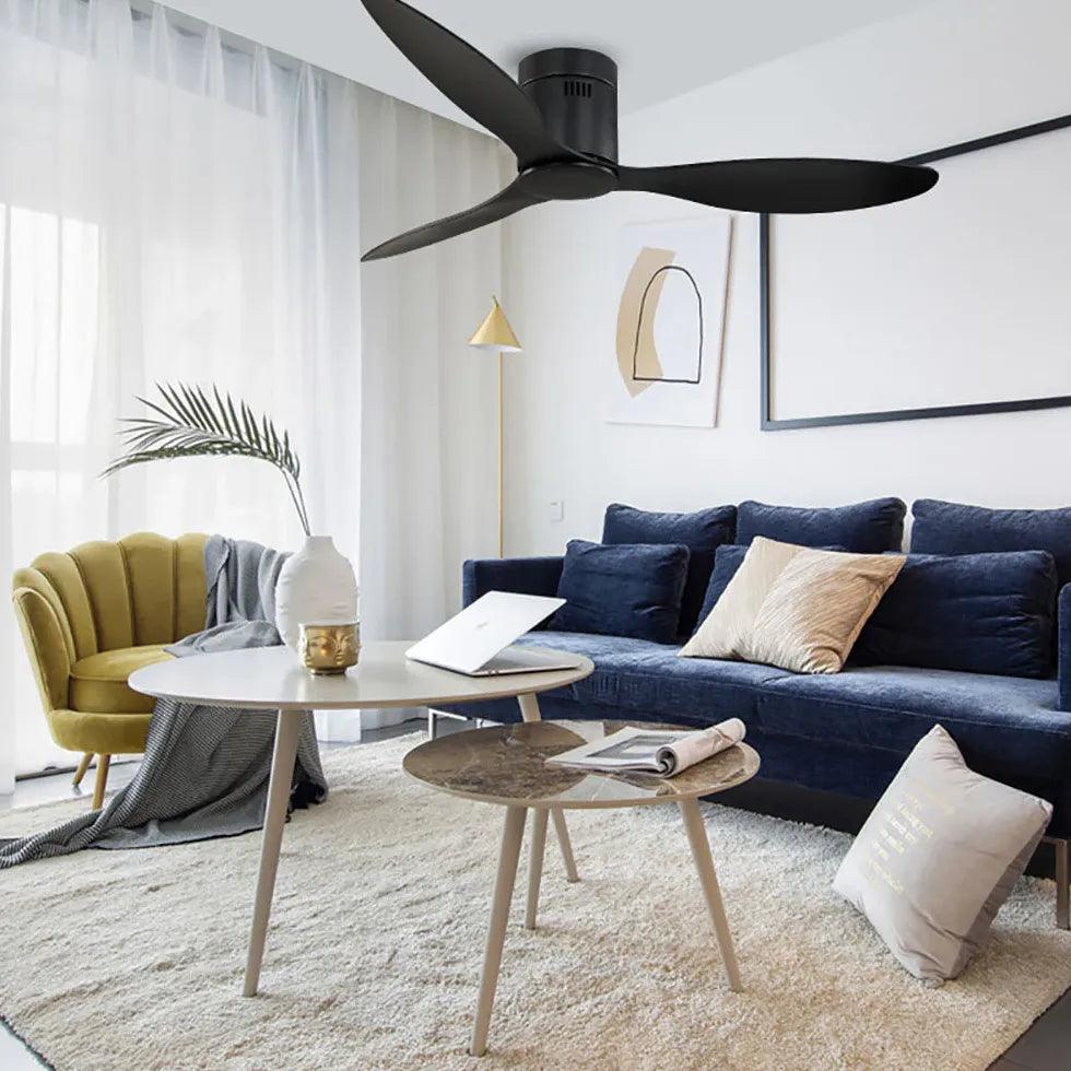 Black Modern Three-Blade Ceiling Fan Light-Homelova