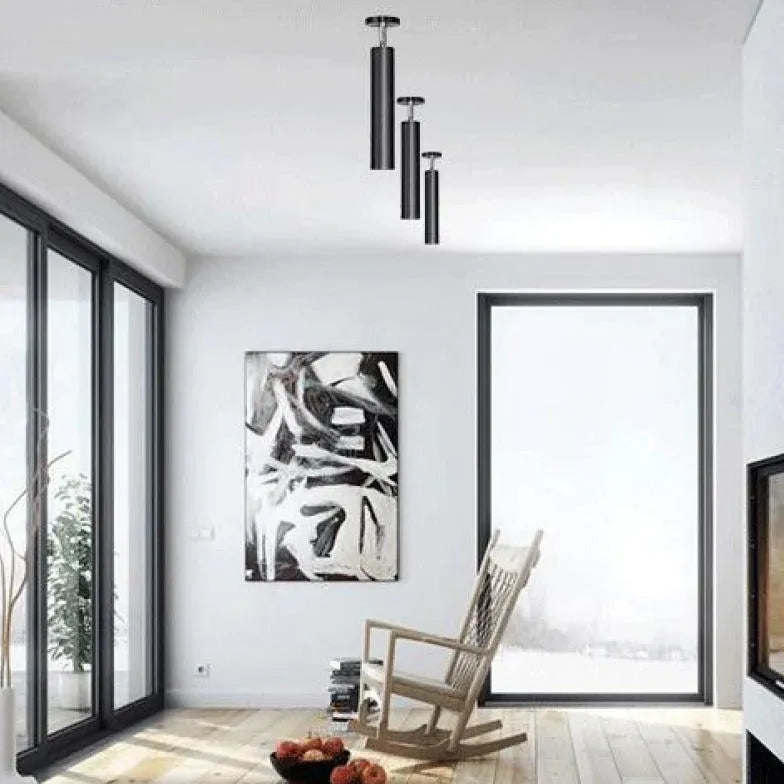Black Round Rod Ceiling Light for Living Room-Homelova