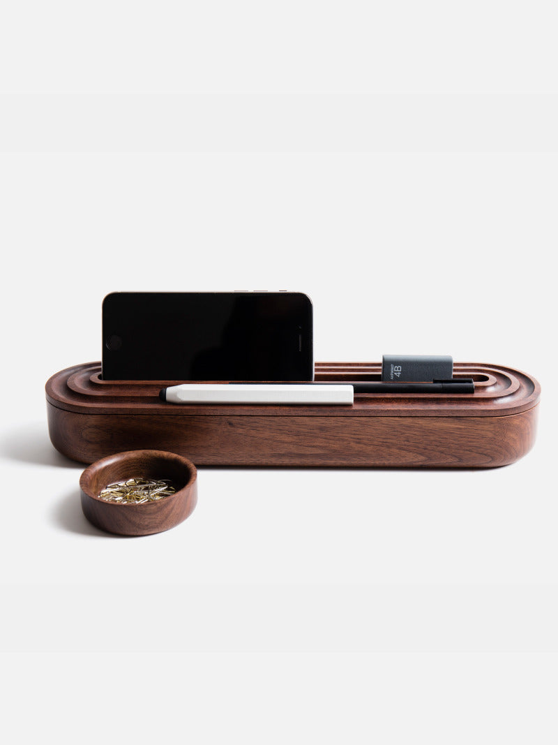 Black Walnut Office Storage Box, Paper Clip Box, Pen Holder-Homelova