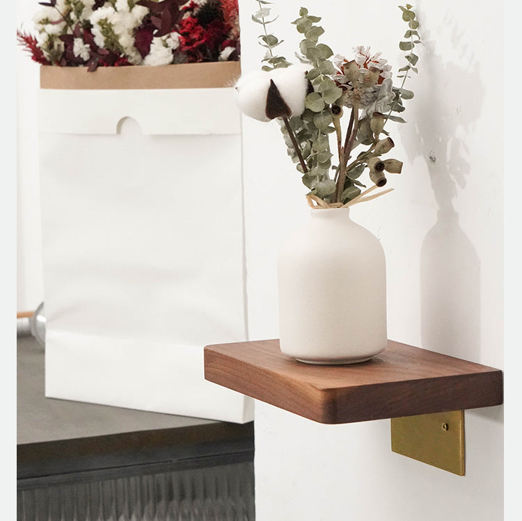 Black Walnut Wood Living Room Wall Shelf, Bathroom Wall Shelf-Homelova