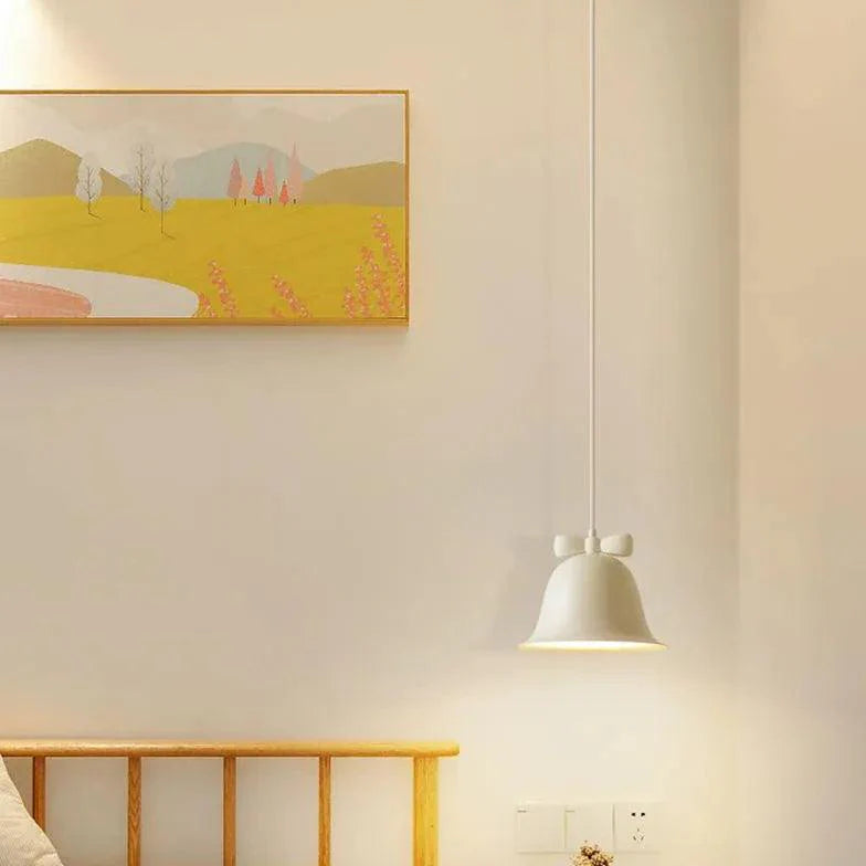 Bell-shaped Cream White Bedroom Pendant Light-Homelova