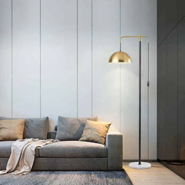 Metal Dome Arm Plug-In Floor Lamp-Homelova