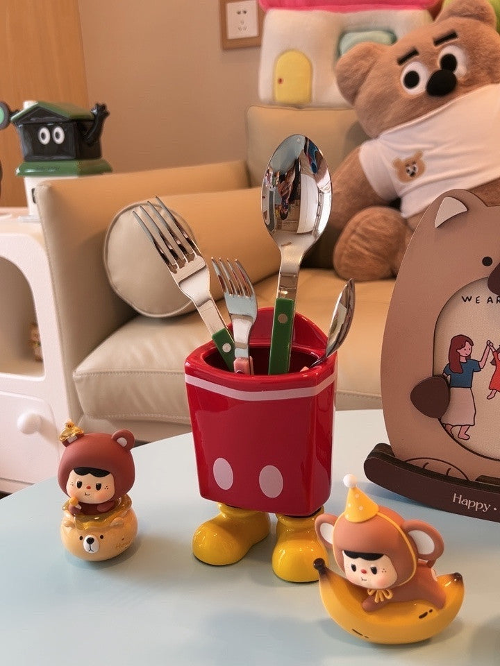 Cartoon Ceramic Pen Holder: Fun and Functional Desk Accessory-Homelova