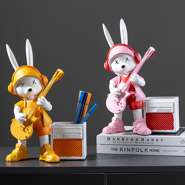 Cartoon Guitar Player Pen Holder, Home Living Room Decoration Ornaments-Homelova