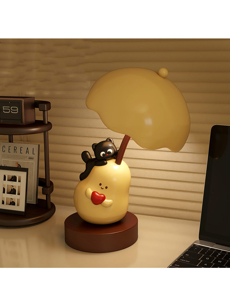 Cat and Pear Bedroom Desk Lamp, Fun Office Decoration Night Light-Homelova