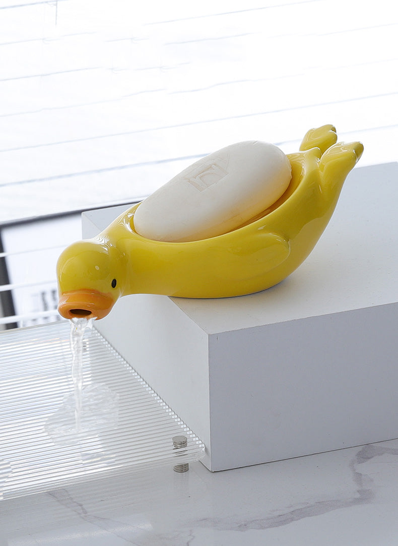 Ceramic Duck Spits Water Soap Water Filter, Bathroom Decoration Organize-Homelova