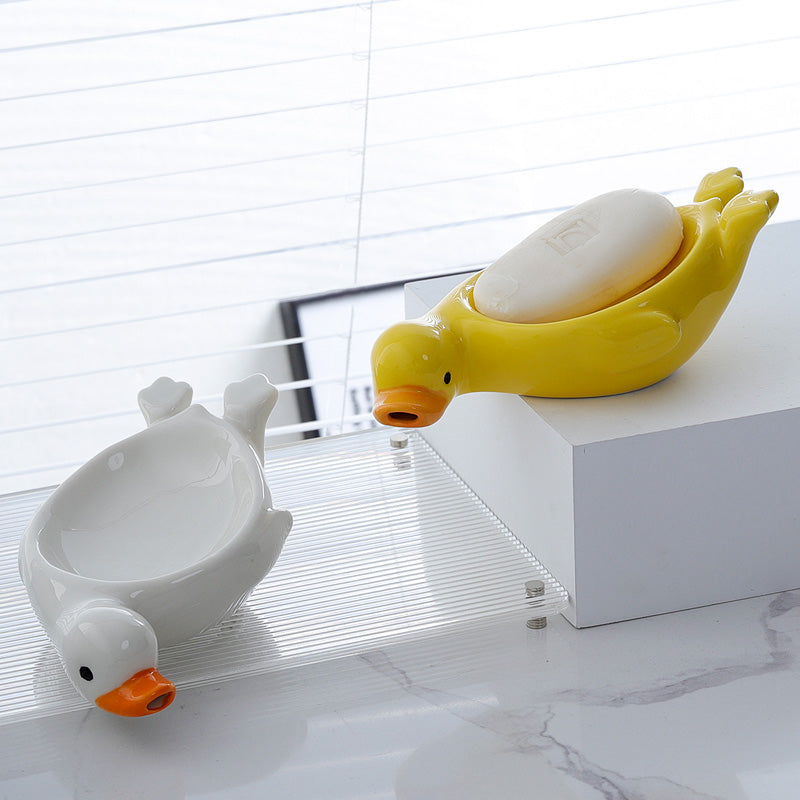 Ceramic Duck Spits Water Soap Water Filter, Bathroom Decoration Organize-Homelova