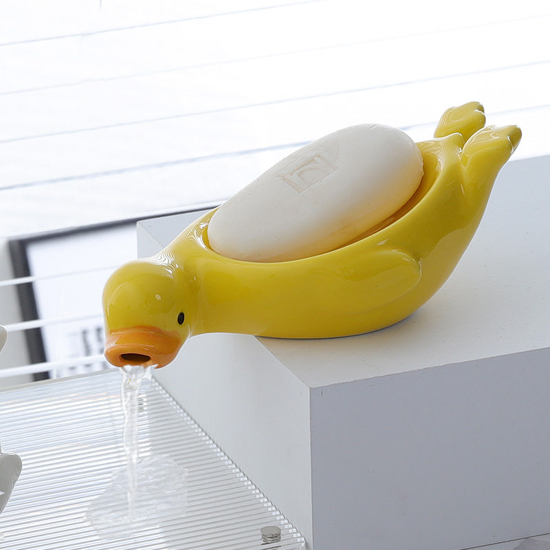 Ceramic Duck Spits Water Soap Water Filter, Bathroom Decoration Organize-Homelova