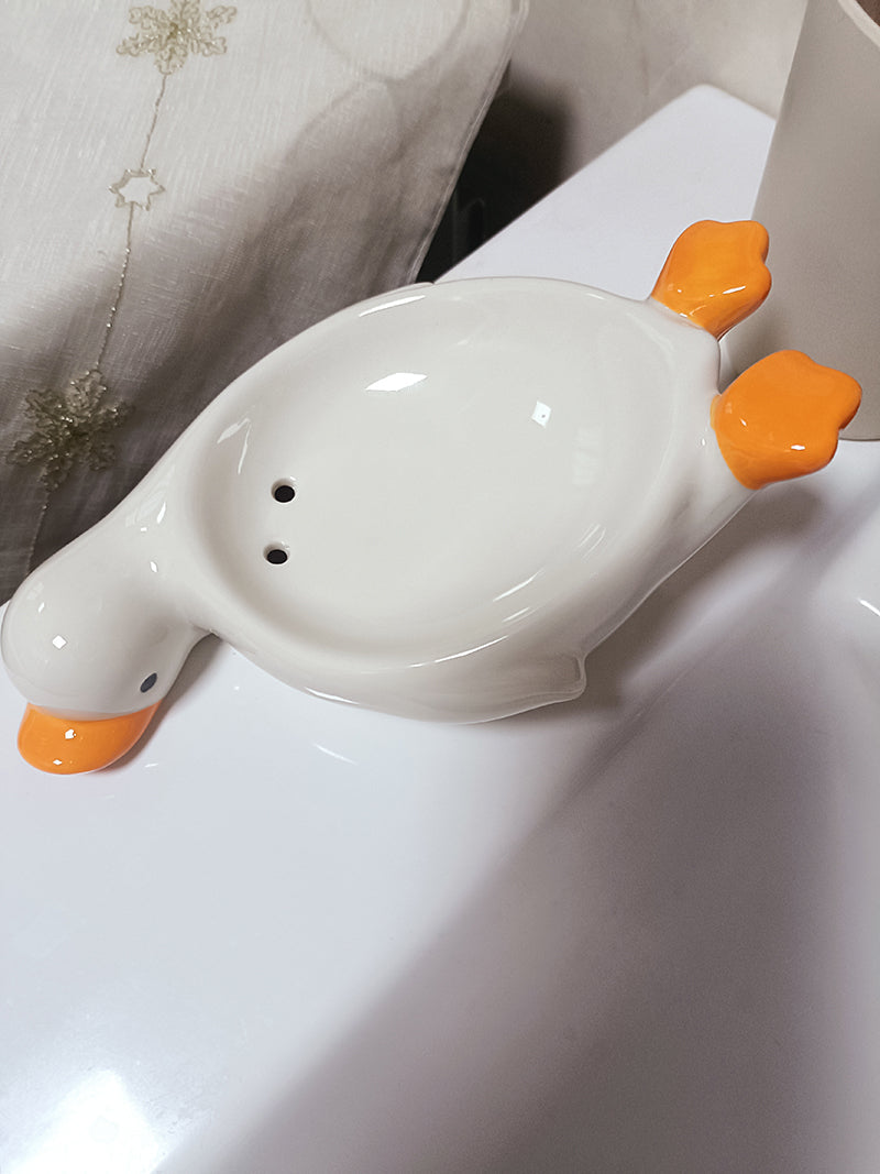 Ceramic Duck Spits Water Soap Water Filter, Bathroom Decoration Organize-Homelova