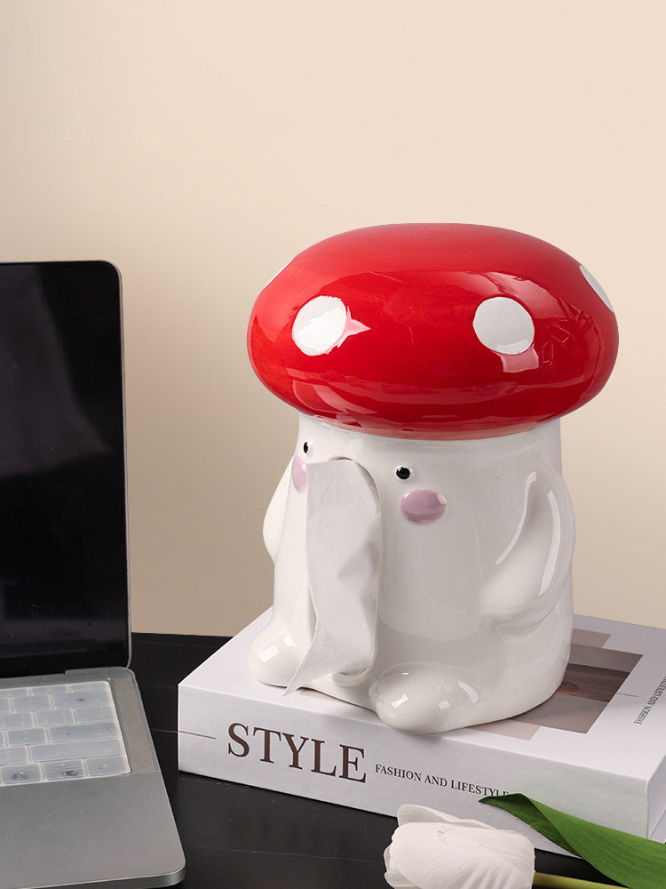 Ceramic Red Mushroom Tissue Box, Home Decoration Idea-Homelova
