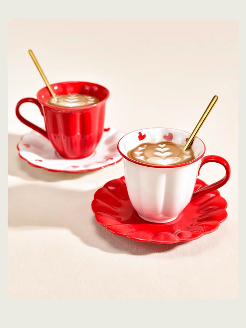 Charming Couple Ceramic Heart Coffee Mugs,Romantic Gift Idea-Homelova