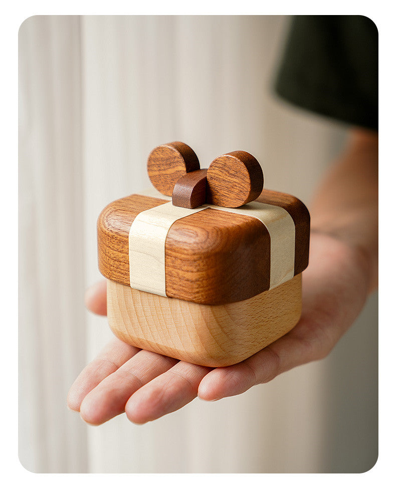 Charming Gift Box Style Wooden Ring Holder: Sophisticated Jewelry Storage-Homelova