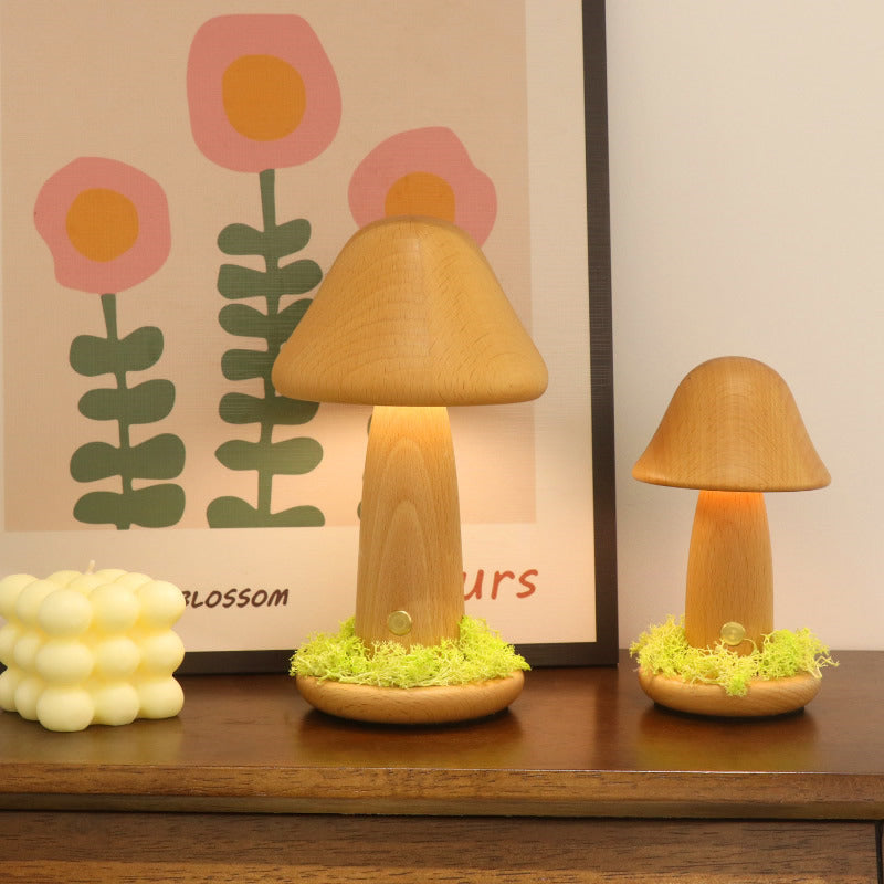 Charming Wooden Mushroom Night Light: Cozy Ambiance for Room,Creative Gifts-Homelova