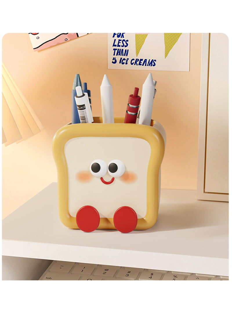 Cheerful Cartoon Pen Holder - Smiley Face Stationery Organizer for Desk & Office-Homelova