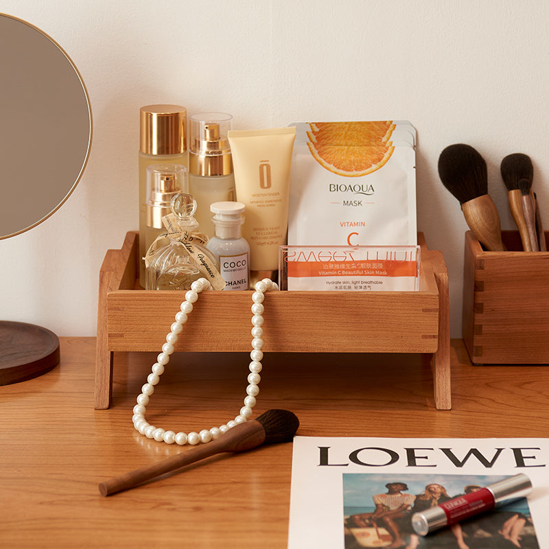 Cherry Wood Desk Organizer - Multifunctional Storage & Eco-Friendly Home Office Decor-Homelova