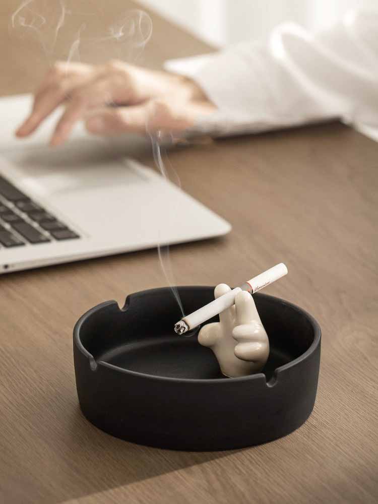Cigarette-Shaped Ashtray Held Between Fingers, Funny Desktop Organization-Homelova