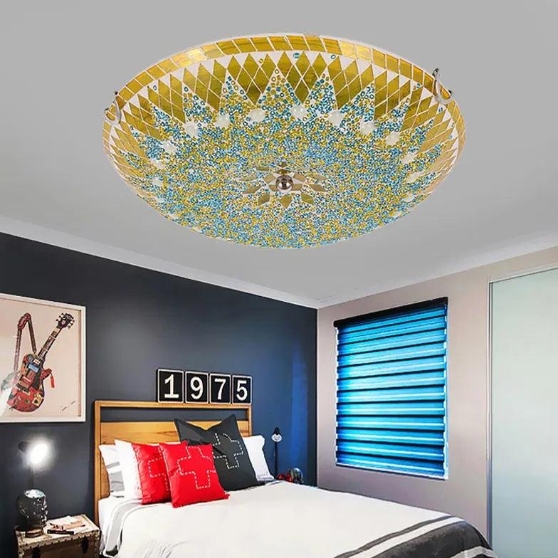 Circular Stitching Glass Modern Flush Ceiling Lights-Homelova
