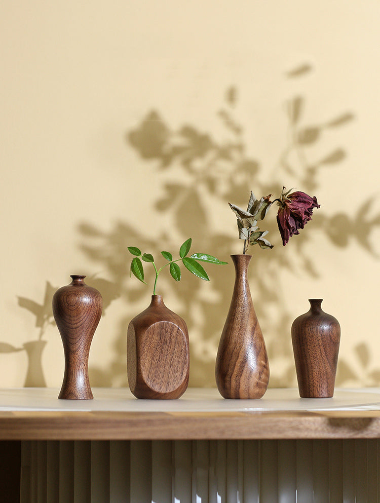 Classic Black Walnut Wood Art Vase - Timeless Elegance in Home Decor-Homelova