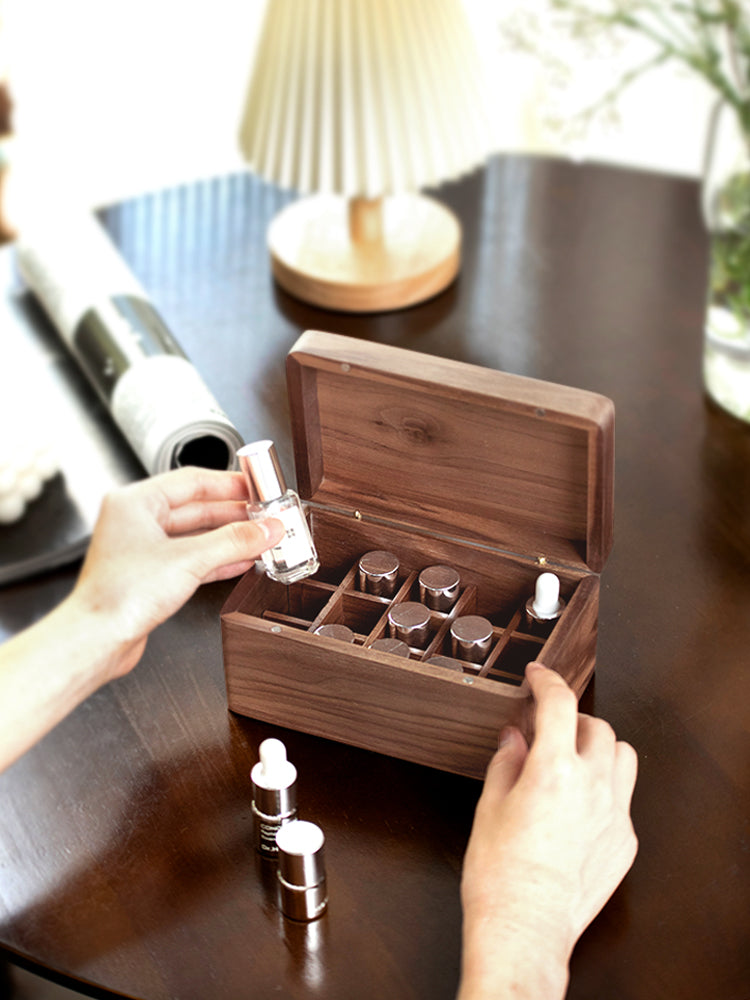 Classic Black Walnut Wooden Small Bottle Storage Box-Homelova