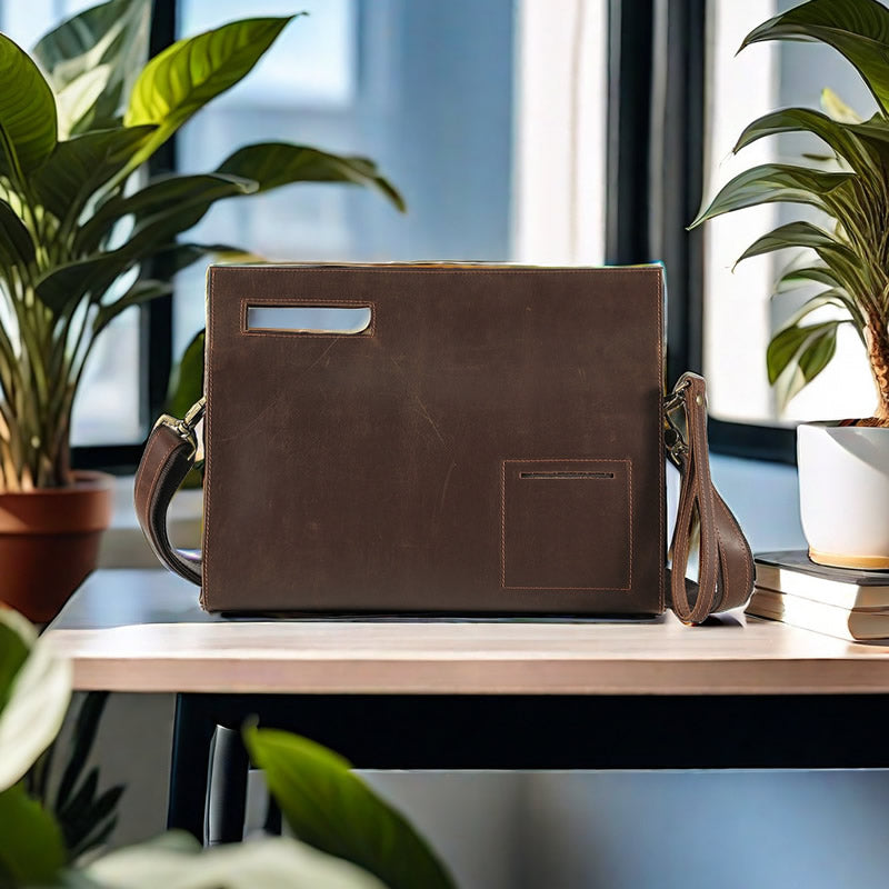 Classic Handmade Cowhide Shoulder Bag, Men'S Casual Briefcase, Handbag-Homelova